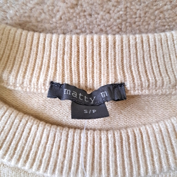 New! Matty M Tunic Sweater Women's Small Cream Beige Striped Knit Oversized - Picture 7 of 16